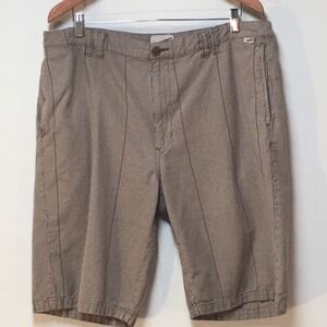 Vans Men 36 Shorts Beige Chino Flat Front Houndstooth 100% Cotton Coastal Summer